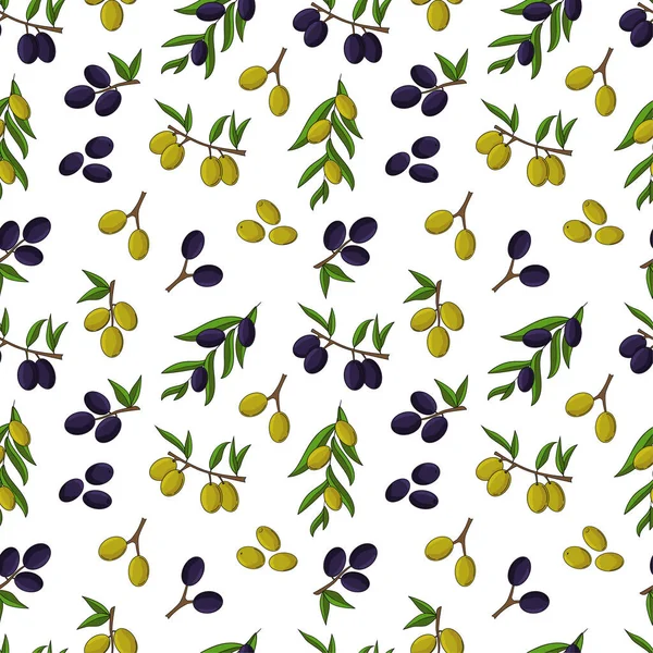 Oliven nahtlose Muster. Vektor-Illustration für Design, Web und Dekor — Stockvektor