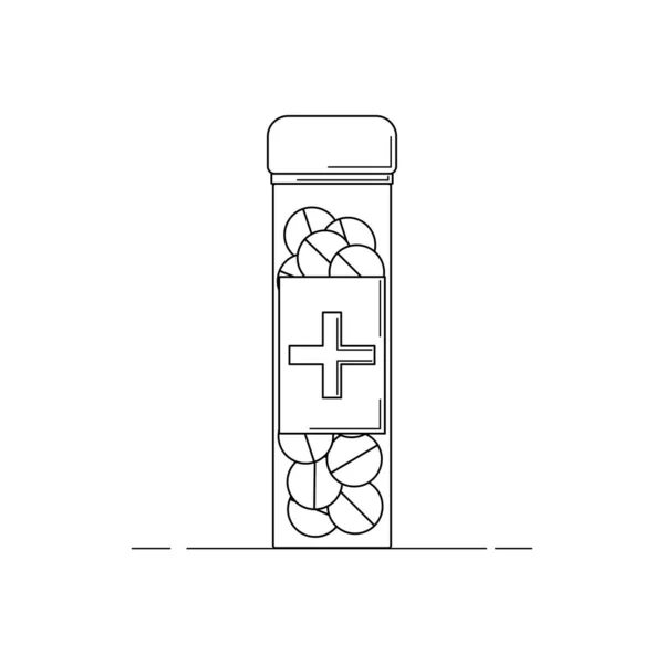 Tube avec icône de ligne de médicament. Illustration vectorielle pour le design — Image vectorielle