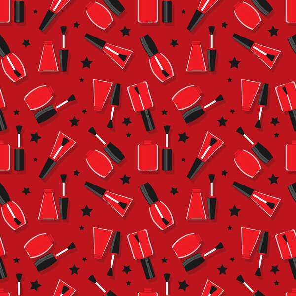 Vector cosmetics seamless pattern. Flat banner for design and web.
