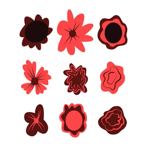 Набор Простых Векторных Цветов Нарисованных Вручную Dia Los Muertos Традиционного — стоковый вектор