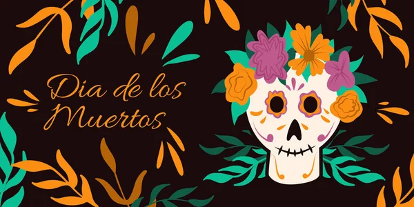 Dia Los Muertos Tradicional Mexicana Halloween Vectorial Diseño Dibujos Animados — Archivo Imágenes Vectoriales