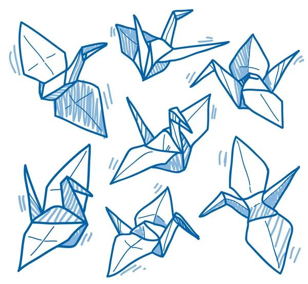 Origami vinçler çizgi çizim seti