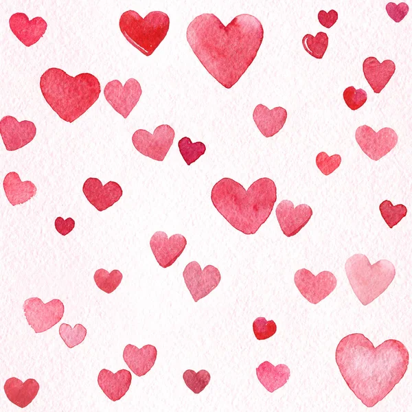 Kalp Desen Suluboya Seviyorum Sevgililer Günü Kesintisiz — Stok fotoğraf