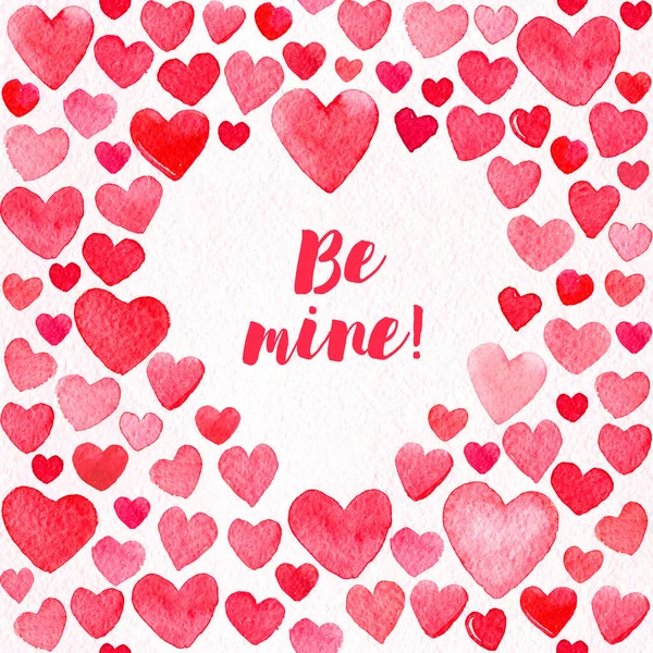 Valentine Amor Cartão Postal Coração Aquarela Padrão — Fotografia de Stock