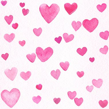 Kalp aşk Sevgililer seamless modeli pembe suluboya 