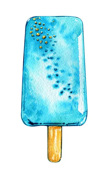 Морозиво синій холодний літній акварель ізольований — стокове фото