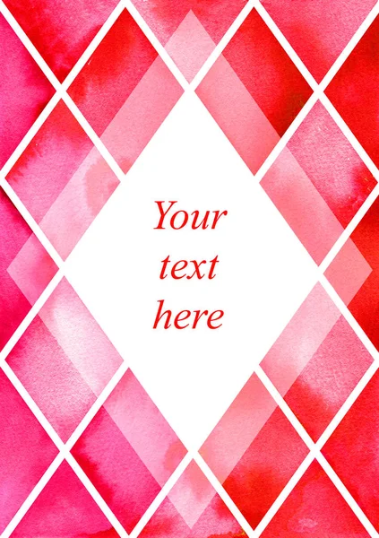 Frame place text rhombus background texture red watercolor — Stock Photo, Image