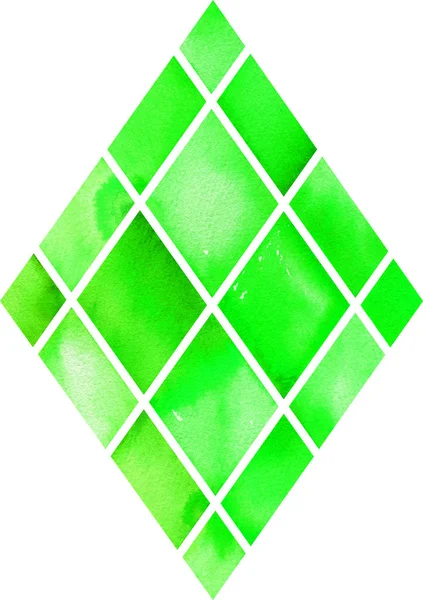 Rhombus lines background Pattern texture green watercolor isolat — Stock Photo, Image