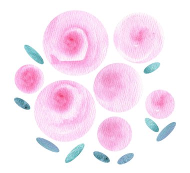 Güller soyut yapraklar suluboya izole çizimler