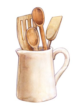 Utensil mutfak ahşap kaşıklar spatula sürahi pişirme Still-li