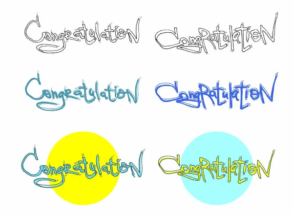 Congratulation graffiti calligraphy line vector set — ストックベクタ