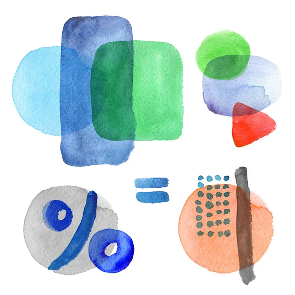 추상적 Blot Circular Dot Set Watercolor Painting Design Isolated Percent — 스톡 사진