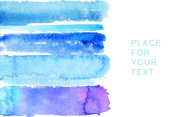 Linha Escova Aquarela Áspero Papel Textura Padrão Lugar Texto Azul — Fotografia de Stock