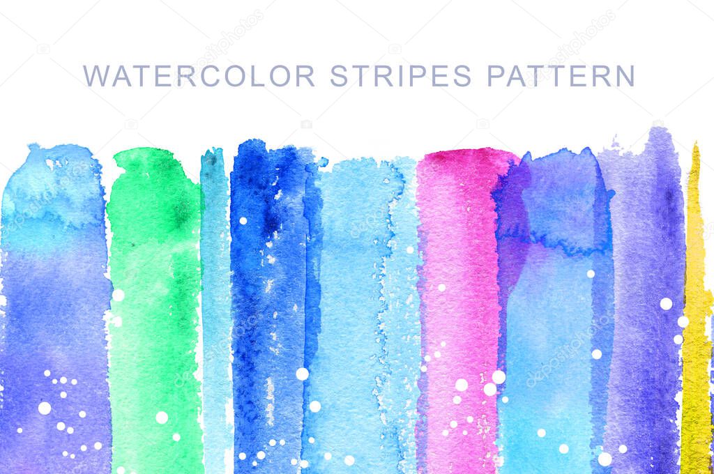Stripes paint line brush vector pattern place of text multicolor dot blot watercolor rough paper isolated