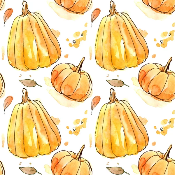 Тыквы Осенний Лист Сбора Урожая Приготовления Апельсина Сочные Брызги Рисунок — стоковое фото
