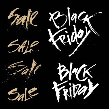 Kara Cuma kaligrafi vektörü seti reklamcılık mağazası kafe alışveriş merkezinin reklam harflerini indiriyor.