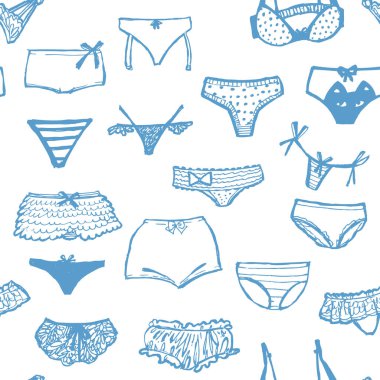 Tango tango tangalı iç çamaşırı moda erotik çizgiler tekrarlayan kusursuz mavi çizimler.