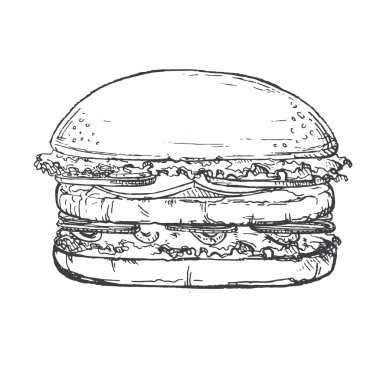 El çizimi hamburger çekilmiş. Kroki.