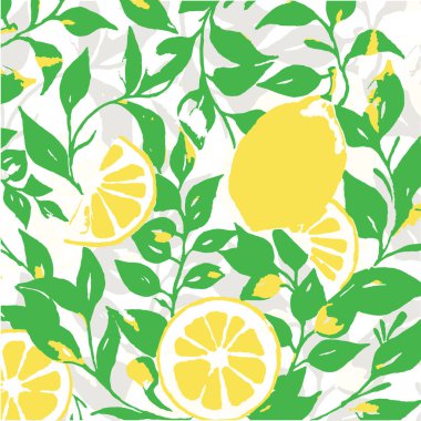 Limon desen arka plan üzerinde. El suluboya resim çekilmiş.