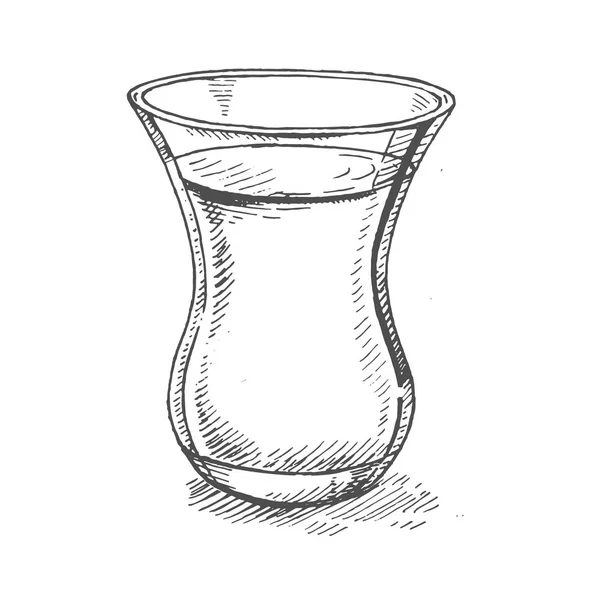 Illustration Des Türkischen Tees Traditional Sketch Vintage Tasse Getränk Gravurstil — Stockvektor