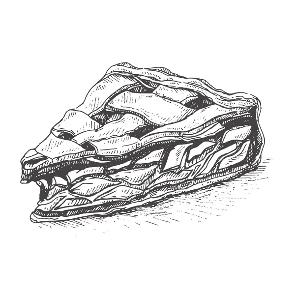 Resimde ev yapımı elmalı turta. Elle çizilmiş kroki tatlı