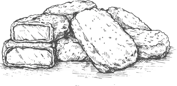 Fast food 'un taslağını çiz. İllüstrasyon Vektör vintage çizimleri. Menü, poster veya etiket için harika..