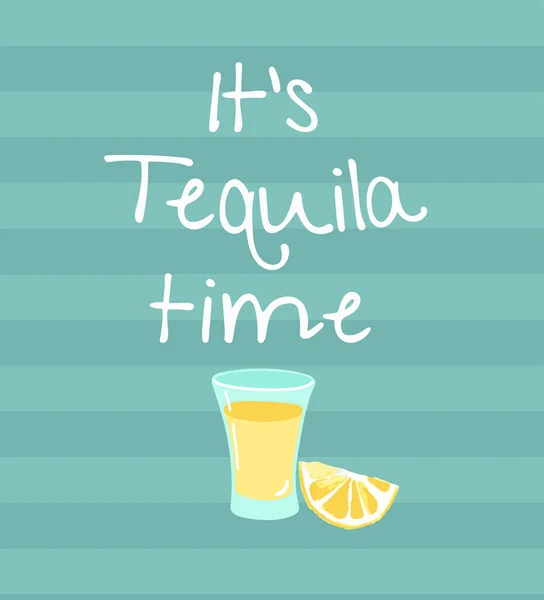 Tequila Meksiko Minuman Poster Minuman Minuman Keras Minum Time Glass - Stok Vektor