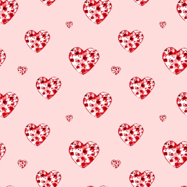 Seamless pattern with watercolor hearts — Stock Photo, Image