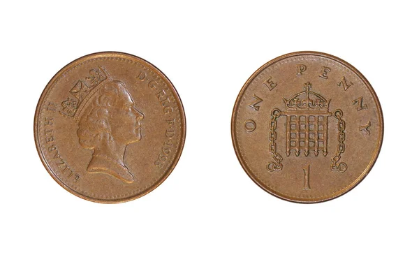 Старые Металлические Деньги Страны Британия — стоковое фото