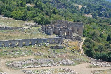 Nekropolis Hierapolis antik şehir manzaralı, fethiye, Muğla, Türkiye