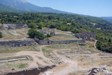 Nekropolis Hierapolis antik şehir manzaralı, fethiye, Muğla, Türkiye