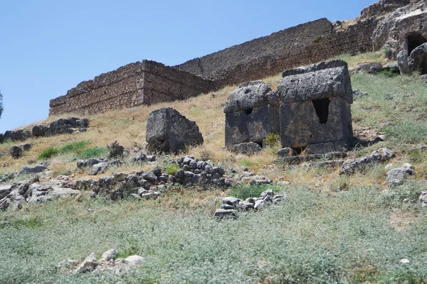 Nekropolis Hierapolis Vista Antigua Ciudad Fethiye Mugla Pavo —  Fotos de Stock