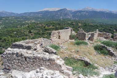 Nekropolis Hierapolis antik şehir manzaralı, fethiye, Muğla, Türkiye