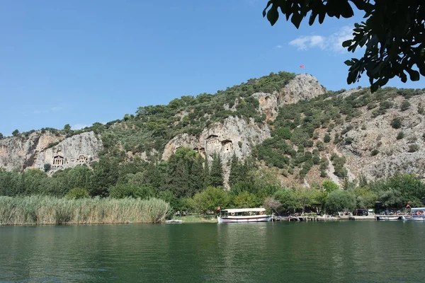 Královských Hrobek Pozvat Návštěvníka Stránkách Historie Dopravte Jiného Světa Fethiye — Stock fotografie