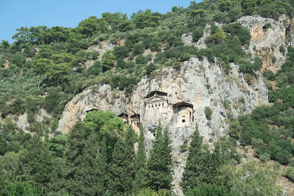 Královských Hrobek Pozvat Návštěvníka Stránkách Historie Dopravte Jiného Světa Fethiye — Stock fotografie