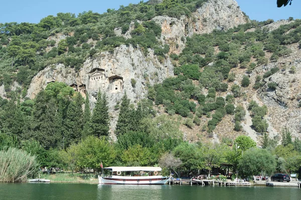 Královských Hrobek Pozvat Návštěvníka Stránkách Historie Dopravte Jiného Světa Fethiye — Stock fotografie