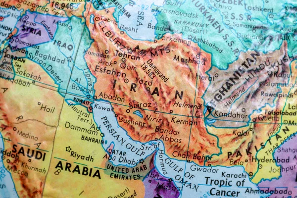Oude Print Kaart Terrestrische Globe Iran Arabië — Stockfoto
