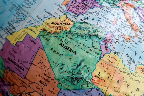 Régi Nyomtatási Térkép Földgömb Afrika Marokkó Algéria — Stock Fotó