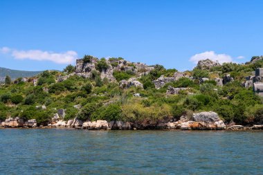 Kekova nerede Dolkisthe Antik Şehir batık batıklar 2 yüzyılda depremler tarafından tahrip edildi, Tukey