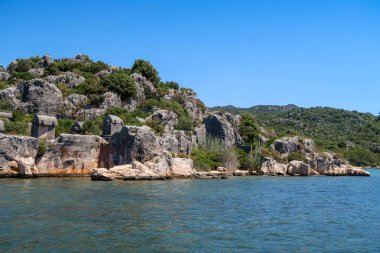 Kekova nerede Dolkisthe Antik Şehir batık batıklar 2 yüzyılda depremler tarafından tahrip edildi, Tukey