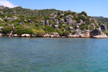 Kekova nerede Dolkisthe Antik Şehir batık batıklar 2 yüzyılda depremler tarafından tahrip edildi, Tukey