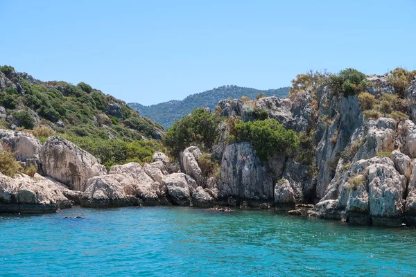 Kekova Gdzie Zatopione Wraki Dolkisthe Antique City Który Został Zniszczony — Zdjęcie stockowe