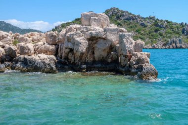 Kekova nerede Dolkisthe Antik Şehir batık batıklar 2 yüzyılda depremler tarafından tahrip edildi, Tukey