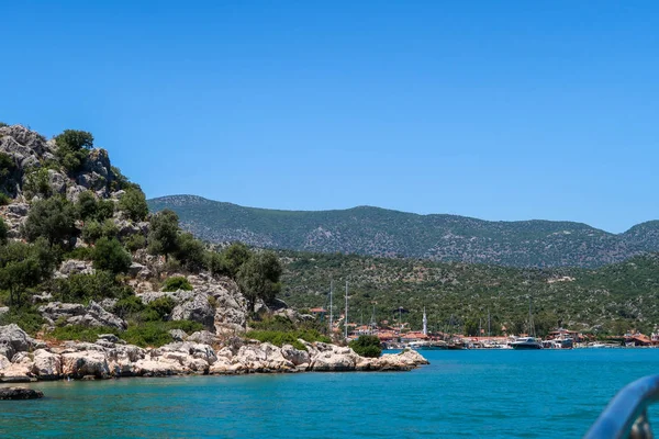 Kekova Gdzie Zatopione Wraki Dolkisthe Antique City Który Został Zniszczony — Zdjęcie stockowe