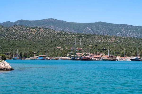 Kekova Versunkene Schiffswracks Von Dolkisthe Antike Stadt Die Durch Erdbeben — Stockfoto