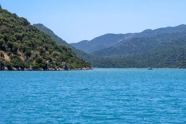 Kekova Dove Naufragi Affondati Dolkisthe Antica Città Che Stata Distrutta — Foto Stock