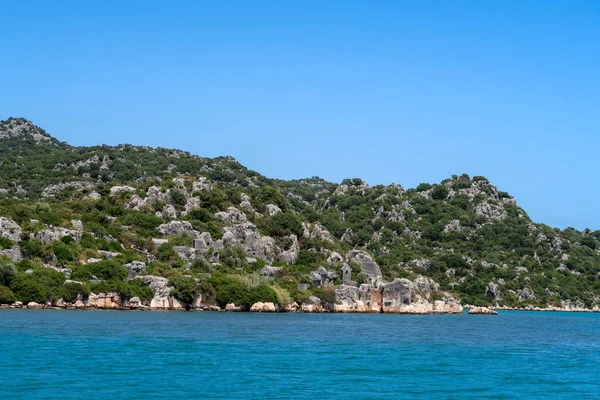 Kekova Waar Gezonken Scheepswrakken Van Dolkisde Antieke Stad Die Werd — Stockfoto