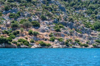 Kekova nerede Dolkisthe Antik Şehir batık batıklar 2 yüzyılda depremler tarafından tahrip edildi, Tukey