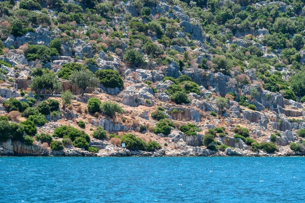 Kekova Kde Potopí Lodní Vraky Dolkisthe Starožitného Města Které Byly — Stock fotografie