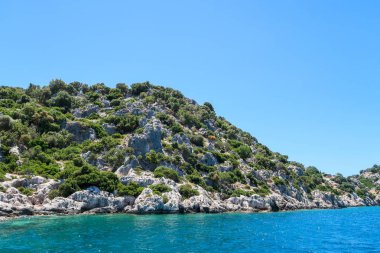 Kekova nerede Dolkisthe Antik Şehir batık batıklar 2 yüzyılda depremler tarafından tahrip edildi, Tukey